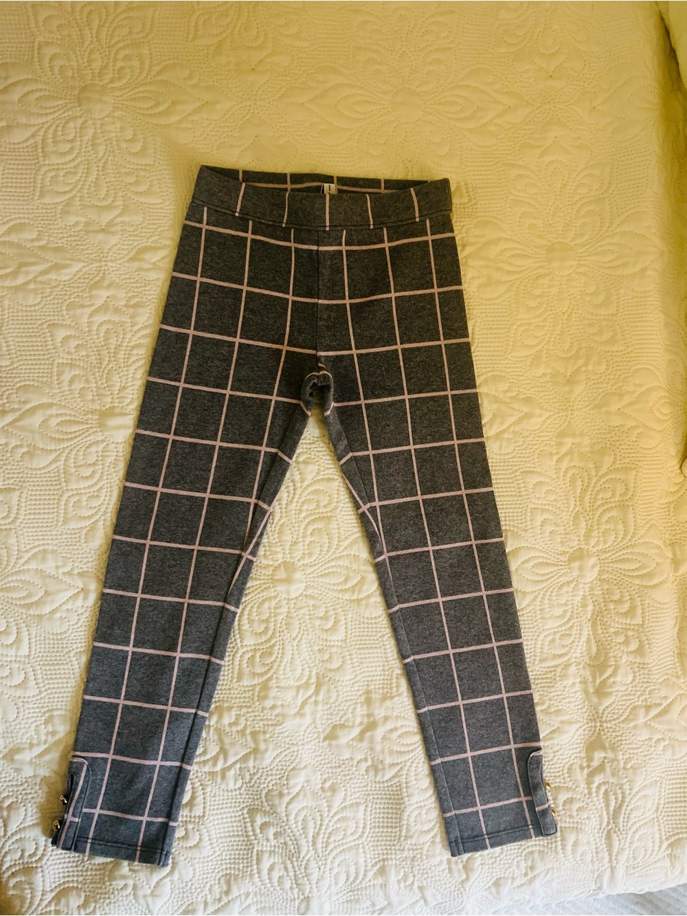 Janie and Jack Gray Pants with Pink Windowpane Grid